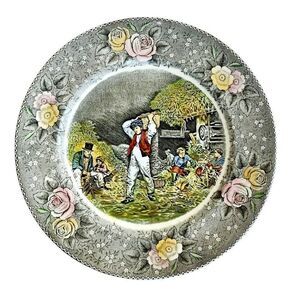 Vintage Plate Farmcore Currier and Ives Harvest Adams Husking VFG